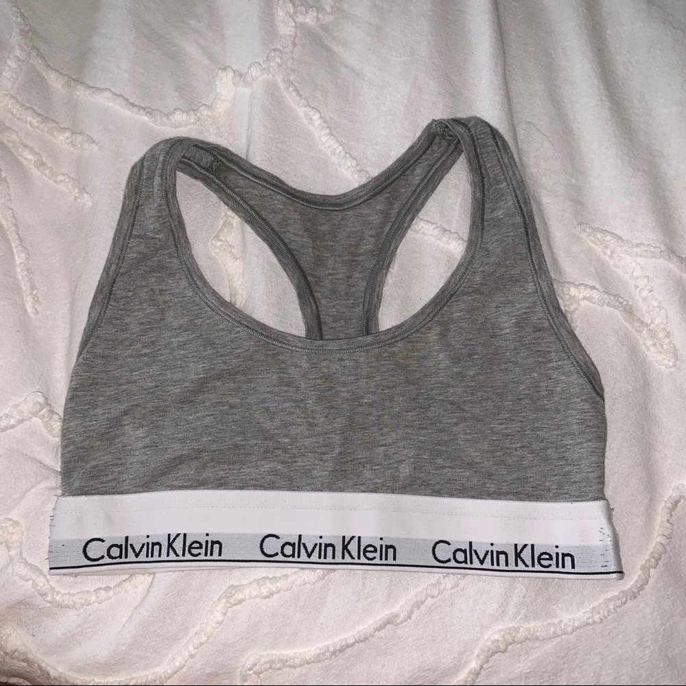 grey calvin klein bralette